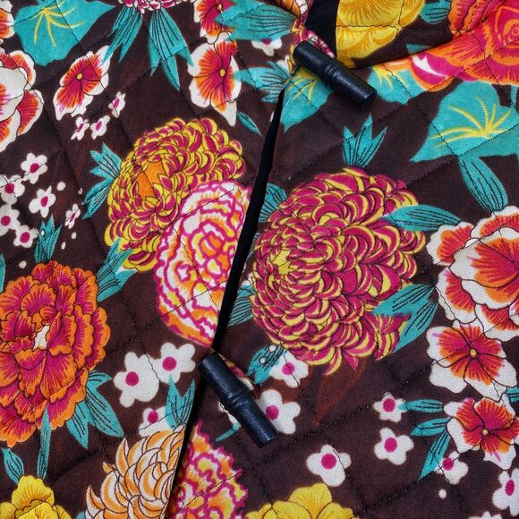 Vintage Quilted Jacket Women 10 Floral Toggle Button Boho Mr Z San Fransisco - Picture 5 of 14